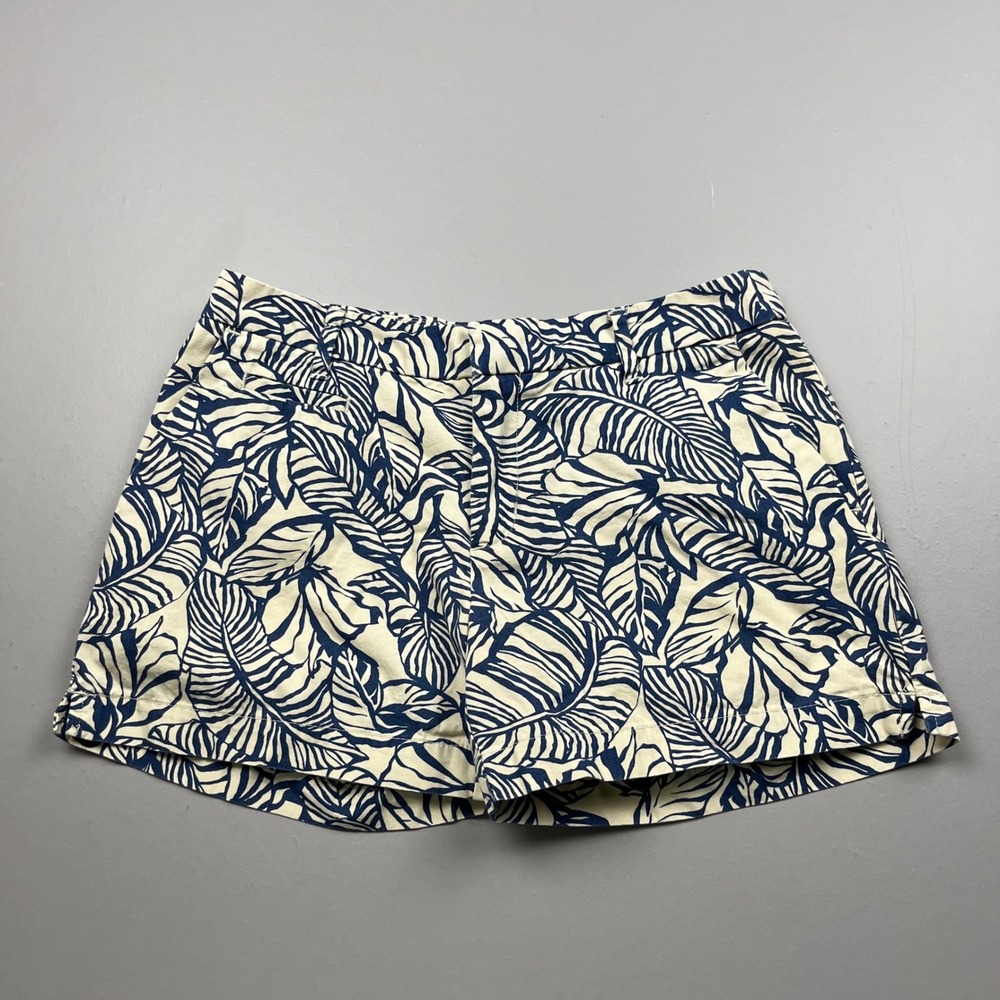 Patagonia Shorts Womens 4 Blue White Tropical Leaf Print Organic Cotton 57795